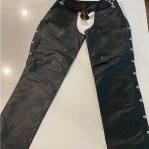 VINTAGE HAND CRAFTED-LEATHER ( not manufactured) CHAPS ( xs-s)